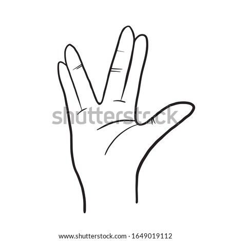 Vulcan salute. Freehand linear vector illustration. Freehand drawing. Hand drawing