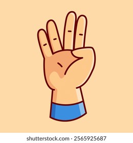 Vulcan Salute Hand Gesture Vector Illustration Icon. Flat Cartoon Style