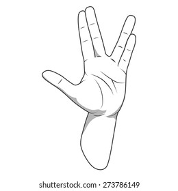 Vulcan salute hand gesture vector illustration