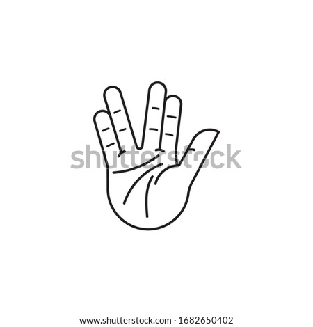 Vulcan salute hand gesture vector line icon. Science Fiction appreciation outline symbol.