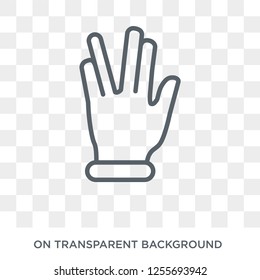 Vulcan salute icon. Trendy flat vector Vulcan salute icon on transparent background from Hands and guestures collection. High quality filled Vulcan salute symbol use for web and mobile