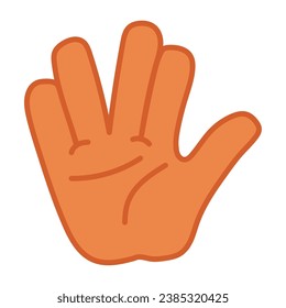 vulcan salute in orange hand vector isolated