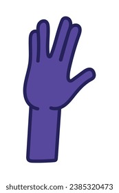 vulcan salute in purple hand vector isolated