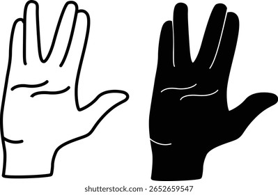 Vulcan Salute Silhueta Plana e Design de Contorno
