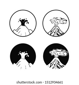 Vulcano disaster silhouette logo design. Eruption explosion. Sign and symbol illustration. Eps 8 compatible. no gradient. no transparency - Vector