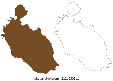 Vulcano island (Aeolian Islands, Italian Republic, Italy) map vector illustration, scribble sketch Isola del Vulcan map