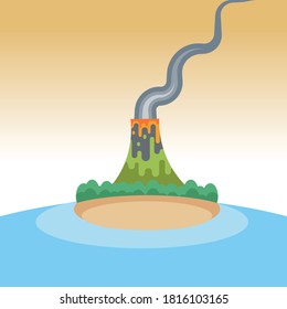 Vulcano vector illustration, flat design vulcano icon