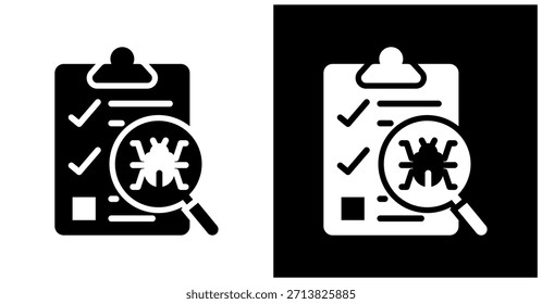 Vulnerability Check Icon Set In White And Black Background