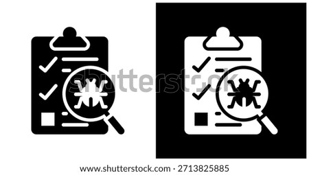 Vulnerability Check Icon Set In White And Black Background