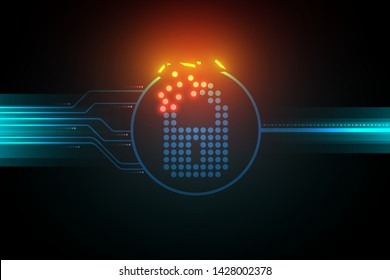 vulnerability cyber security system illustration lock symbol circuit broken