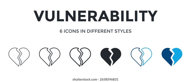 Ícone De Vulnerabilidade Na Ilustração De Vetor De Estilo Diferente. Projetado Em Linha Fina, Linha Regular, Linha Em Negrito, Glifo, Linha De Cor E Estilo De Glifo De Cor Pode Ser Usado Para Web