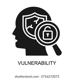 Ilustração de vetor de glifos de ícones de vulnerabilidade