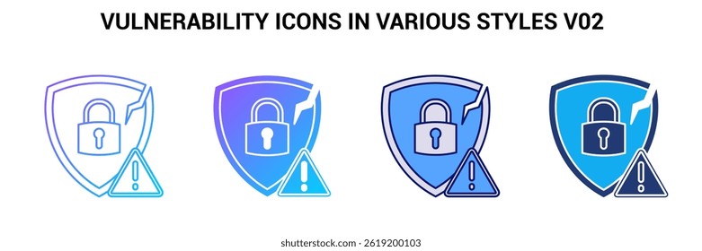 Vulnerability icon represented by Vulnerability symbol Blue, Gradient, Dualtone, Fill style.