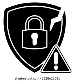 Ícone de vulnerabilidade representado pelo símbolo de vulnerabilidade Estilo de preenchimento preto.