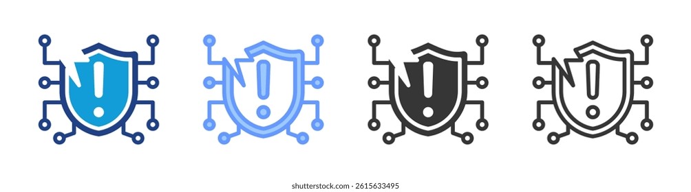 Vulnerability icon set multiple style collection