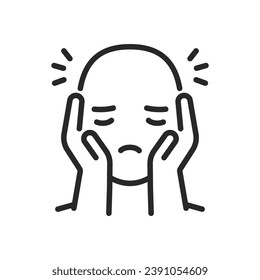 Vulnerability Icon. Vector Outline Editable Isolated Sign of a Tired and Strained Person Attempting to Hold Themselves Together, Symbolizing Vulnerability and Emotional Struggle.