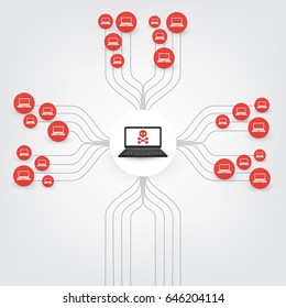 Vulnerability, Locked Devices, Encrypted Files, Lost Documents, Ransomware Attack - Failed, Vulnerable Network Threat Protection - IT Security, Corporate Networking Concept Design, Vector illustration