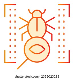 Vulnerability scan flat icon. Bug search orange icons in trendy flat style. Virus scan gradient style design, designed for web and app. Eps 10