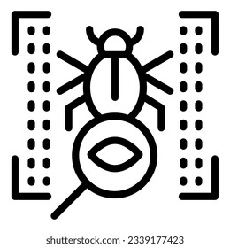 Vulnerability scan line icon. Bug search vector illustration isolated on white. Virus scan outline style design, designed for web and app. Eps 10