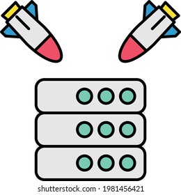 Vulnerability Scanning Cocnept, Ddos Attack Vektorfarben-Design, Data Center und Web Hosting-Symbol auf weißem Hintergrund, Stock-Illustration von Firewall oder IDS und Honey Bots
