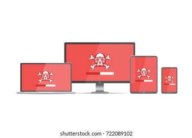 Vulnerability search. SEO optimization,web analytics, programming process  elements. IT Security Concept. Vector illustration.
