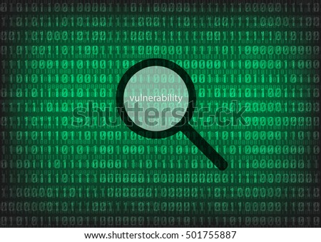 Vulnerability text in search symbol with decimal number background
