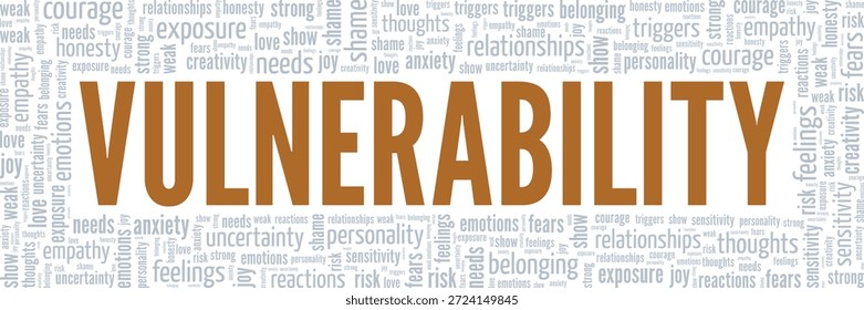 Еmotional Vulnerability word cloud conceptual design isolated on white background.