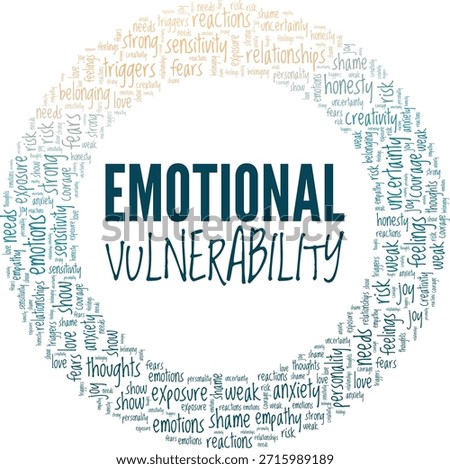 Еmotional Vulnerability word cloud conceptual design isolated on white background.
