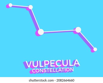 Vulpecula constellation 3d symbol. Constellation icon in isometric style on blue background. Cluster of stars and galaxies. Vector illustration