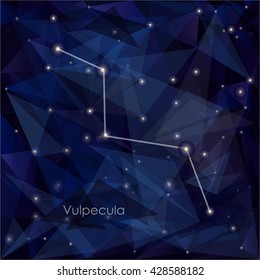 Vulpecula constellation in night sky, background is a triangulation.