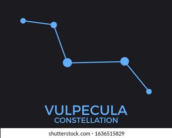 Vulpecula constellation. Stars in the night sky. Cluster of stars and galaxies. Constellation of blue on a black background. Vector illustration