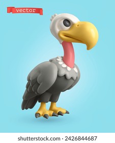 Vulture, 3d render vector cartoon icon