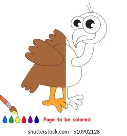 Vulture to be colored, the coloring book to educate preschool kids with easy kid educational gaming and primary education of simple game level.