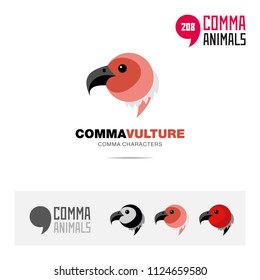 Vulture bird concept icon set and modern brand identity logo template and app symbol based on comma sign