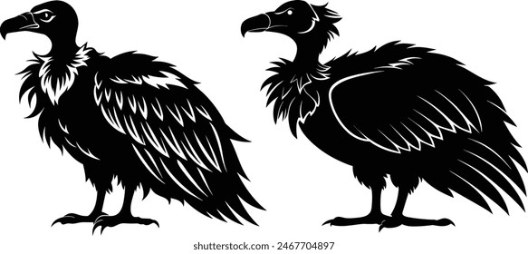 vulture black silhouette vector design.