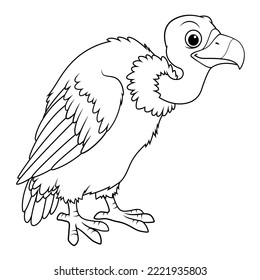 Vulture Cartoon Animal Illustration BW