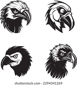 Vulture cartoon simple logo graphic, a black vector illustration on white background. For apps, logos, websites, symbol, UI, UX, graphics and web design. EPS 10