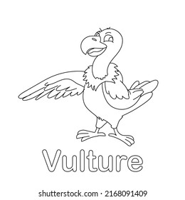 Vulture coloring page line art animal vector