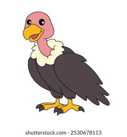 Vulture coloring pages for kids. Trace and color Vulture. Vulture animal flashcard for kids vector illustration. Letters V is for Vulture. Kindergarten and preschool worksheets printable for kids.