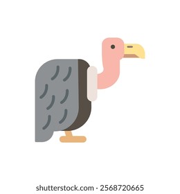 Vulture flat icon. Colorful vector illustration of a bird with a bald head. Ideal for wildlife, birds of prey, nature, or animal-related concepts. Ideal for apps and websites.