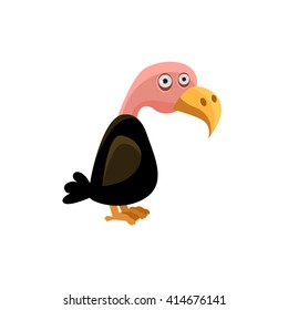 Vulture Funny Childish Cartoon Style Flat Vector Illustration In Bright Colors Isolated On White Background