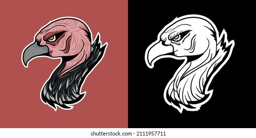 Vulture Head Hand Draw Style Illustration