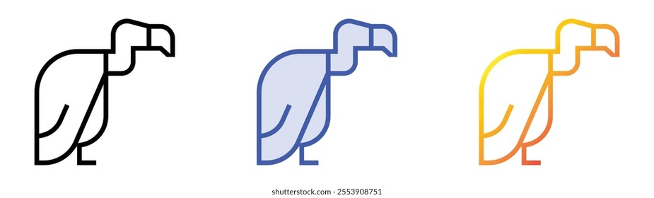 vulture icon. Linear, Blue Fill and Gradient Style Design Isolated On White Background