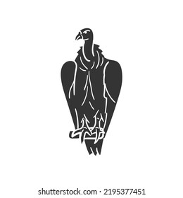 Vulture Icon Silhouette Illustration. Far west Vector Graphic Pictogram Symbol Clip Art. Doodle Sketch Black Sign.