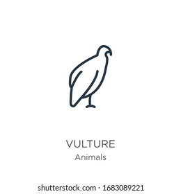 Vulture icon. Thin linear vulture outline icon isolated on white background from animals collection. Line vector sign, symbol for web and mobile