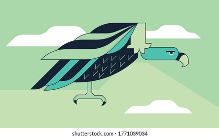 Vulture Illustration Flat Design Geometric