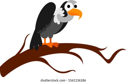 Vulture, illustration, vector on white background.