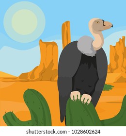 Vulture on desert