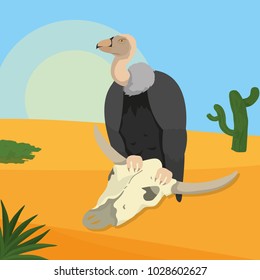 Vulture on desert