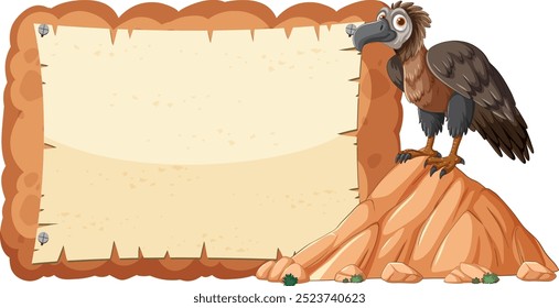 Vulture perched on a rocky cliff